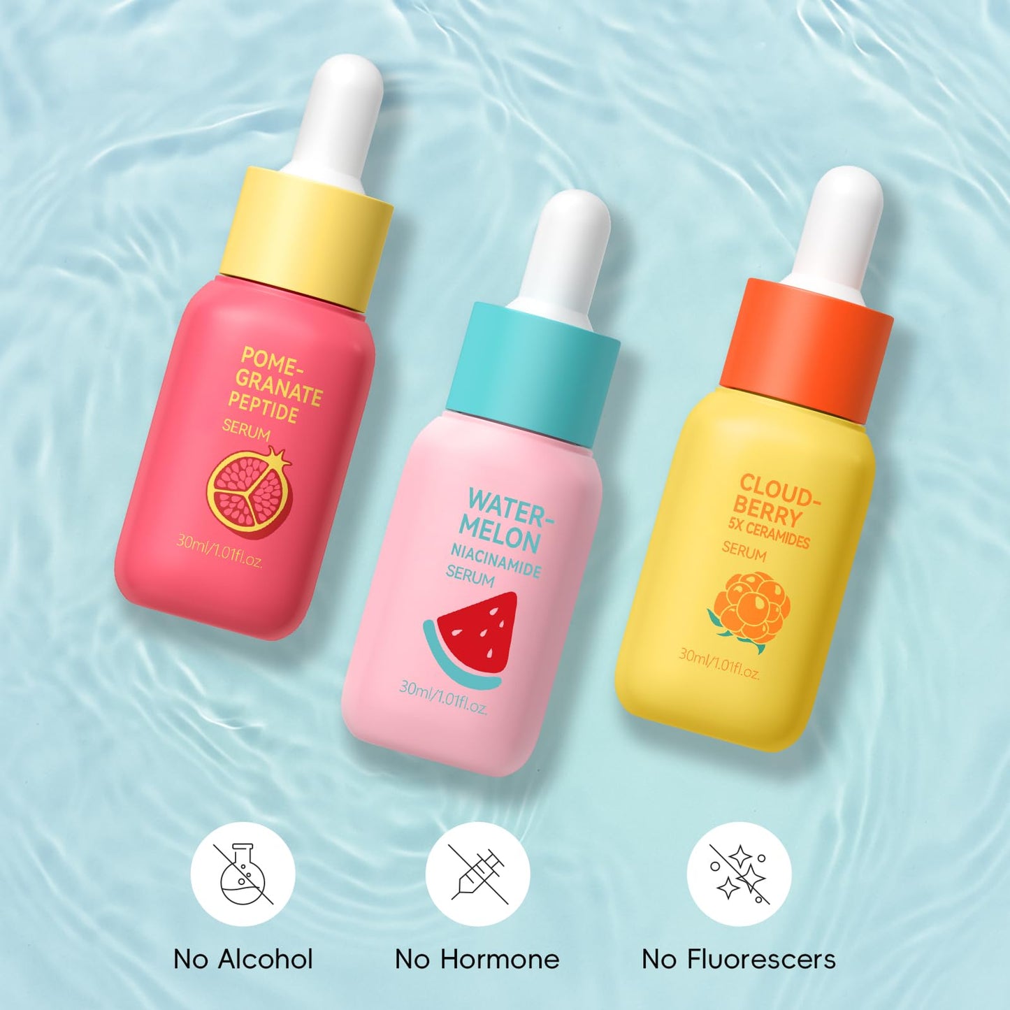 3 Pack Facial Serum Skin Care Sets, Serum for Face Includes Niacinamide, Ceramide, Peptides – Brightening, Hydrating, Dark Spot Corrector, Glow Up, Collagen Boosting - Reset Your Skin Day and Night