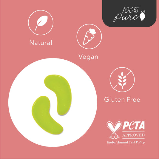 100% PURE Bright Eyes Masks Under Eye Skincare Wrinkle Smoothing Replenishment Diminish Dark Circles, Puffiness - Hydrating & Moisturizing Patches For Tired Eyes & Morning Bags - Vegan - 1 Pack