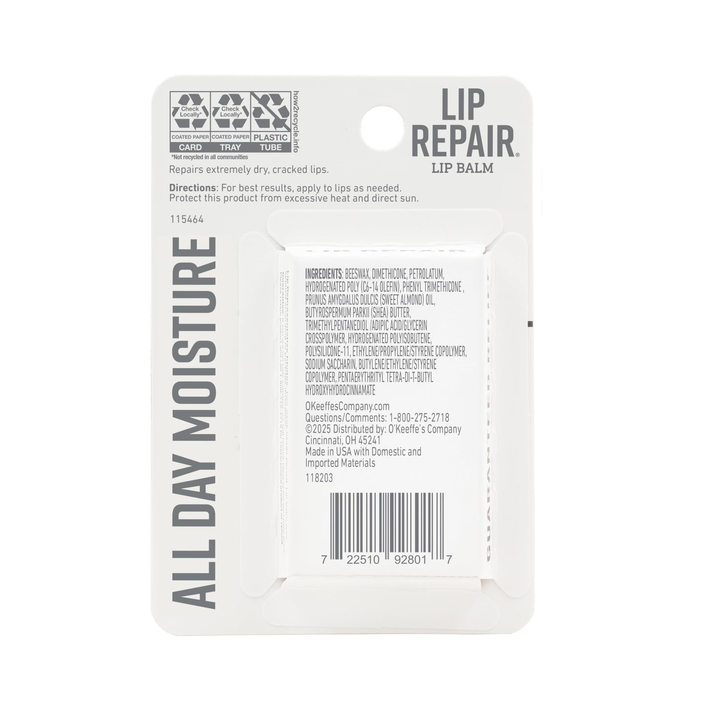 O'Keeffe's Lip Repair Unscented Lip Balm for Dry, Cracked Lips - Stick (Twin Pack) - Moisturizer for Very Dry Lips