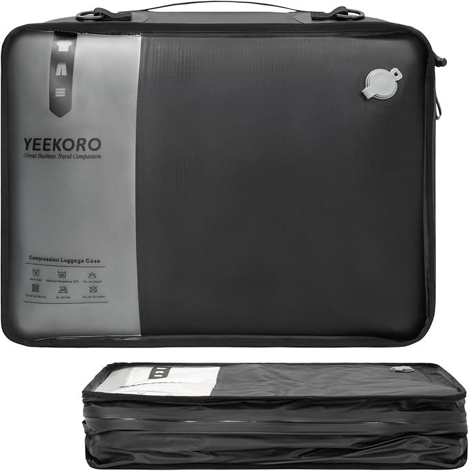 Compression Packing Cubes for Travel, Vacuum Bags for Business Trip, Professional IP67 Reusable Packing Cubes for 20 inch Suitcases, Organizer Bags for Luggage for Women & Men(1 PACK, No Pump)