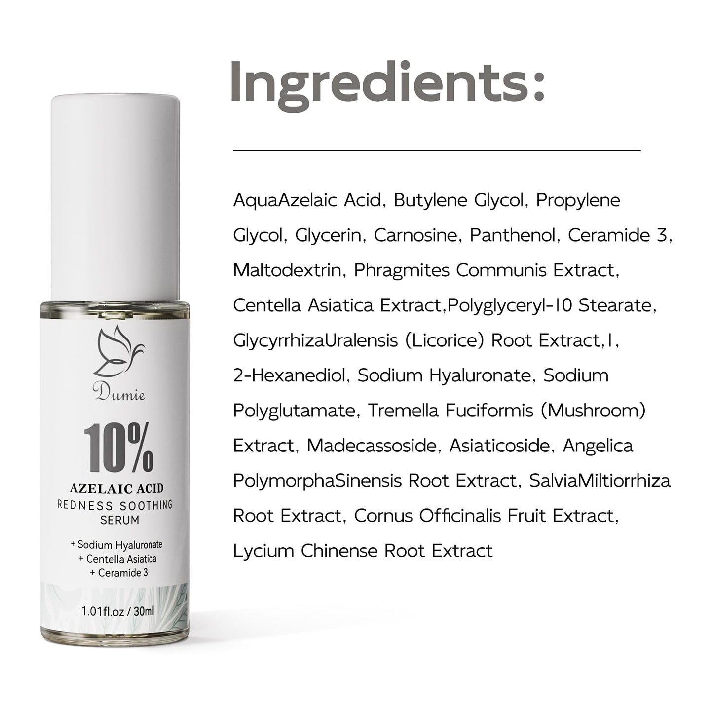 Azelaic Acid Serum 10%, Azelaic Acid for Face with Centella Asiatica Serum for Redness and Uneven Skin Tone, Hyaluronic Acid & Ceramide 3 – Soothes & Clears Pores for Sensitive Skin, 1.01 fl oz