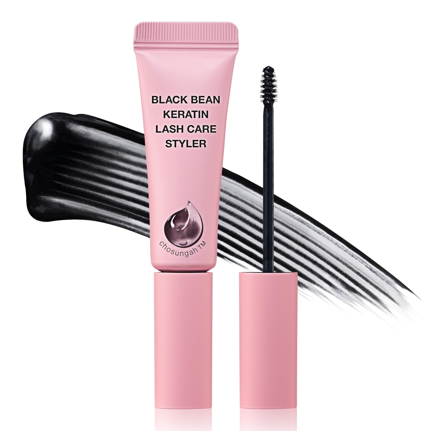 CHOSUNGAH BEAUTY Black Bean Keratin Lash Care Styler – Daytime Protein Lash Serum with Jelly Texture & Mini Brush for Daily Lash Conditioning, 0.3 Fl Oz (9ml)