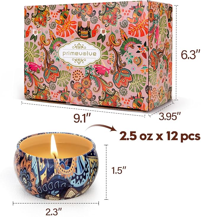 Scented Candles Gift Set for Women, 12 Pack 2.5 Oz Soy Wax Travel Tin Aromatherapy Candles for Home Scented, Perfect for Birthday, Christmas, Stress Relief, Spa, Bath, and Home Decor
