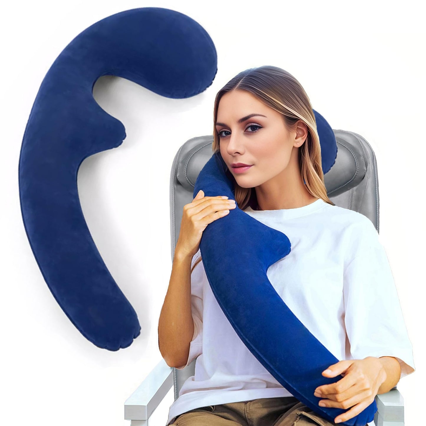 galactruly Inflatable Neck Pillow for Traveling on Plane, Inflatable Travel Pillows for Airplanes, Kids Body Pillow, Kids Neck Pillows for Travel, Airplane Pillow for Long Flights