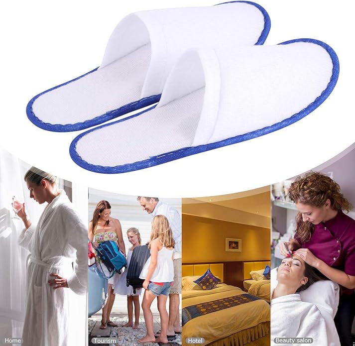 24 Pairs Spa Slippers Flip Flops Disposable Slippers for Hotel Guests Women Men Closed Toe Super Comfort White