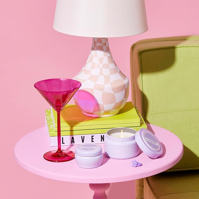 Capri Blue Volcano Scented Mini Tin Jar Candle - Printed Mini Tin Candles for Home Scented with Tropical Fruit & Sugared Citrus - Long Lasting Soy Wax Blend - Lavender Colored (3 oz)