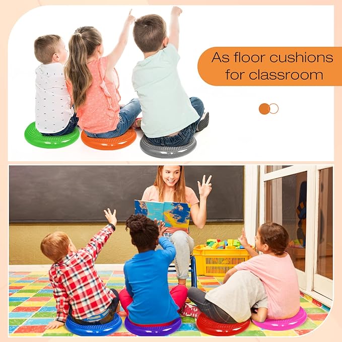 Amylove 13 Pcs Wiggle Seat Inflated Wobble Cushion for Sensory Kid 13 Inch Balance Disc Kids Flexible Seating Exercise Sensory Pad Chair Cushion for Classroom Office School