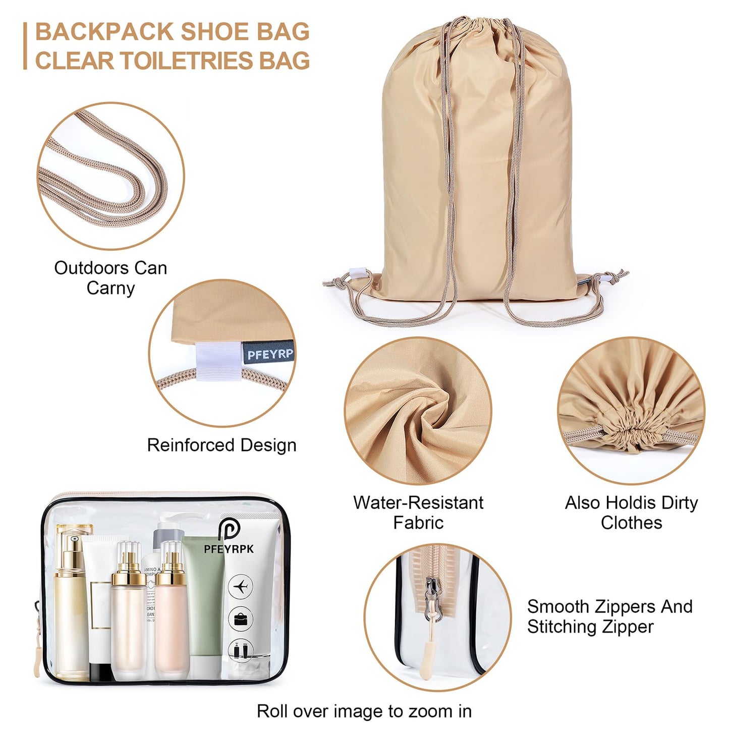 PFEYRPK 7 Set Compression Packing Cubes Packing Organizer for Travel,Travel Accessories for Carry on Luggage Suitcase Backpack Expandable Organizers(Khaki)