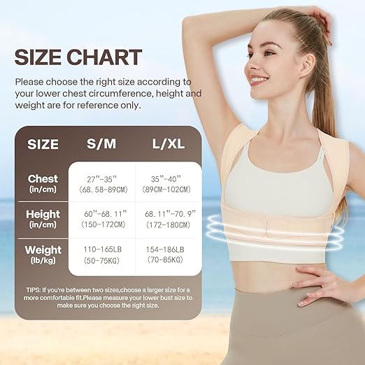 Back Brace Posture Corrector for Women and Men,Adjustable Shoulder Posture Brace,Upper Lower Pain Relief - Scoliosis,Hunchback,Hump,Spine Beige(Large/X-Large)