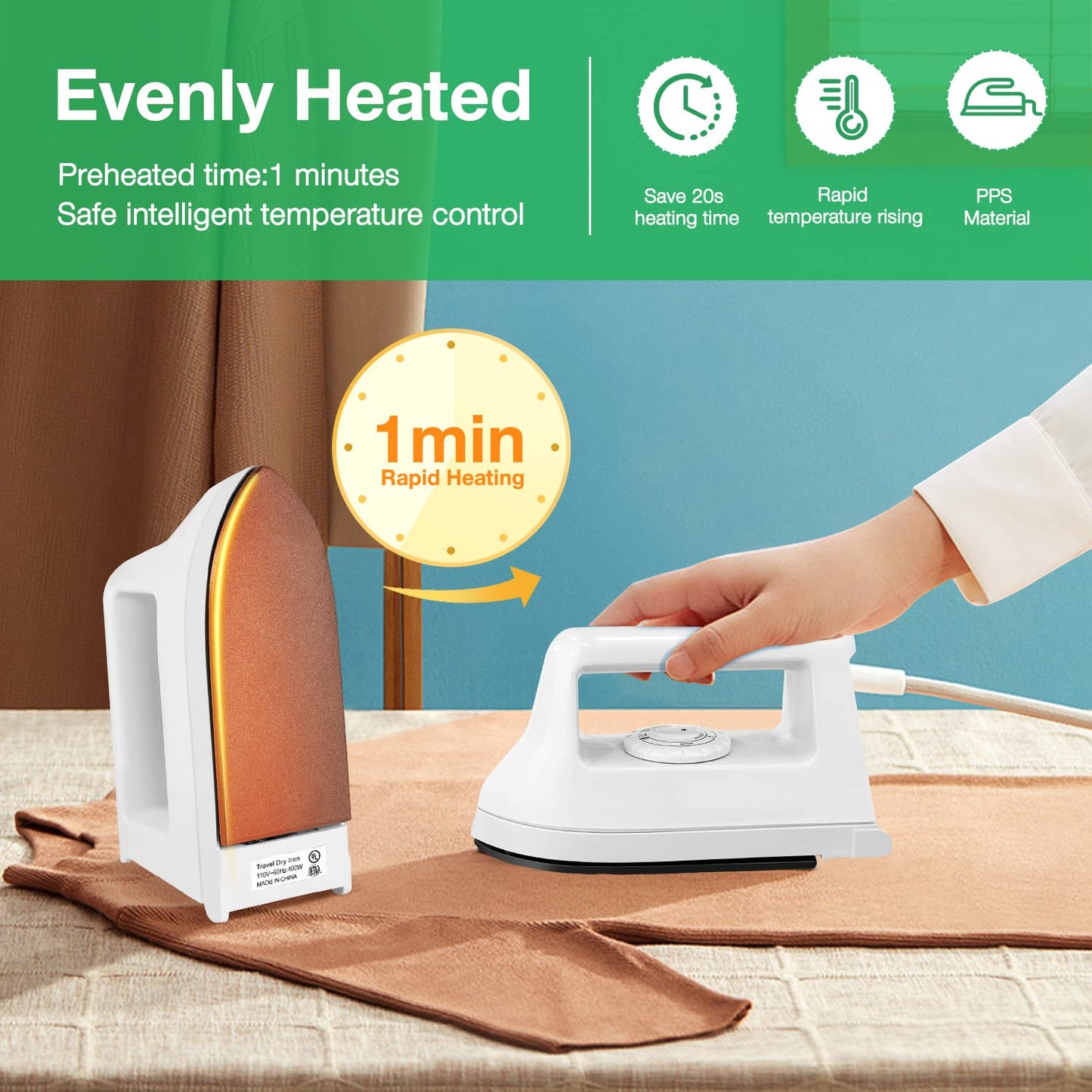 Mini Iron for Crafts Quilting, Travel Iron Household Iron Easy Iron Supplies Mini Electric Iron, Mini Heat Press Machine Sewing Sachine (White)