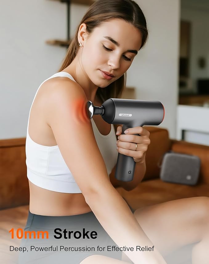 arboleaf Thermal Massage Gun Deep Tissue with Heat, Handheld Muscle Percussion Massager with Full-Metal Head, 6 Replacements for Athletes Pain Relief, Relax, Gifts for Men and Women