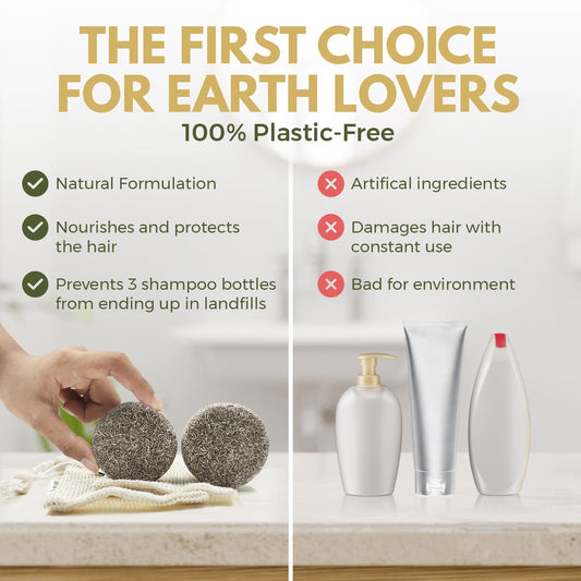 AIRNEX Black Rice Water Shampoo - Fermented Rice Water, Argan Oil & Murumuru Butter for Hair Growth, Moisture & Shine - Set of 2 Bars + Cotton Bags - Sulfate-Free, All-Natural (4.04 oz)