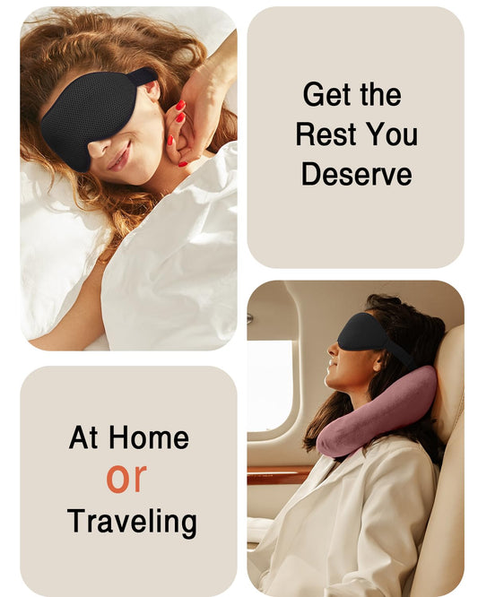 MABAO Sleep Mask for Side Sleeper, Eye Mask for Sleeping Women Men, 3D Contoured Cup No Eye Pressure 100% Light Blocking Sleeping Mask with Adjustable Strap Night Blindfold Flight, Travel, Nap, Black