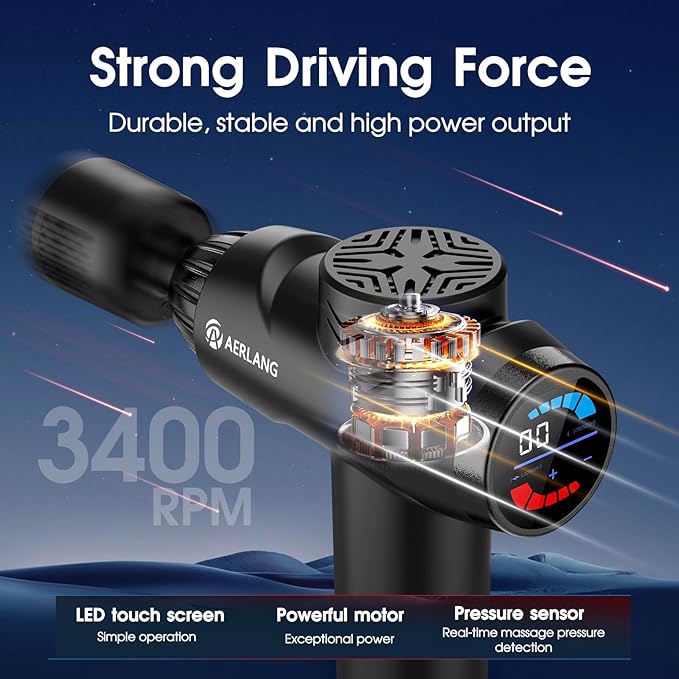 AERLANG Massage Gun with Heat and Cold,Deep Tissue Massage Gun, Back and Neck Massager for Pain Relief,Muscle Percussion Massager,Handheld Messager with 7Heads&Silent Birthday Gifts for him