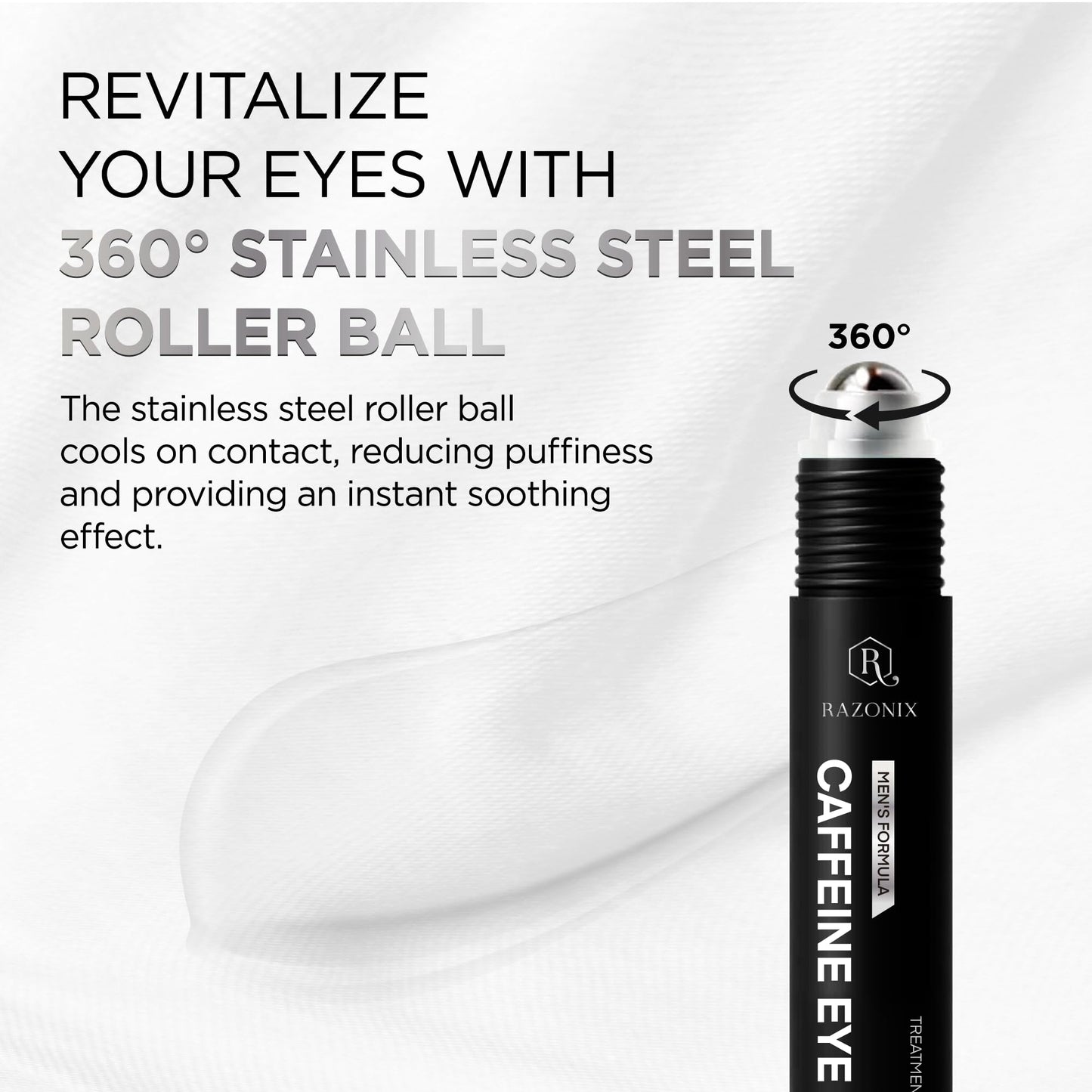 Under Eye Cream for Puffiness and Bags: Caffeine Serum Roller for Dark Circles Treatment - With 5% Caffeine Retinol Hyaluronic Acid Niacinamide Peptides 0.5 fl. oz