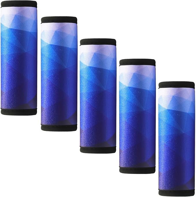 5 Pack Neoprene Luggage Handle Wraps for Suitcase Travel Luggage Tags/Identifiers/Marker/Grips (2.0 Version) (Blue)