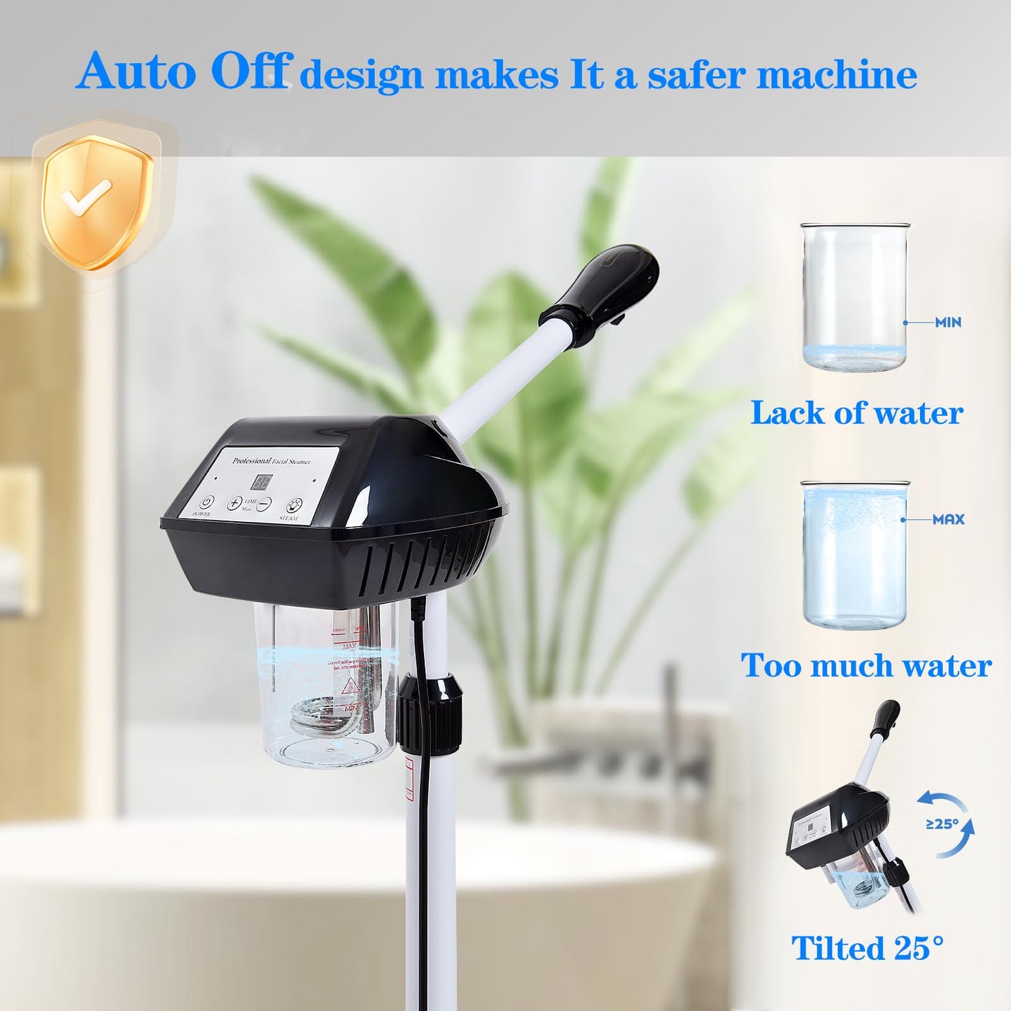 Fuehomue Professional Facial Steamer on Wheels, Facial Steamer for Facial Deep Cleaning, Facial Humidifier for Spa, Adjustable Height for Spa, Salon and at Home Use