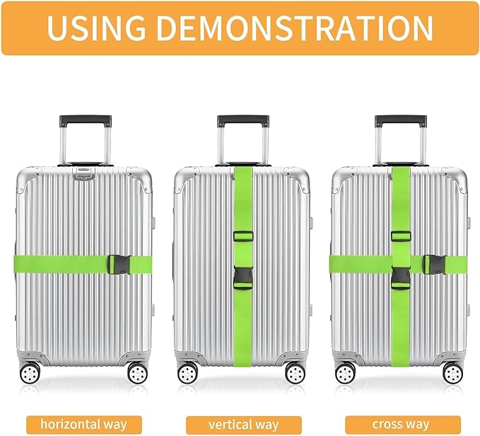 BILIONE 4 Pack Luggage Straps 79" Long Belts Keep Suitcase Secure While Traveling, TSA Approved Add a Bag Premium Accessory for Travel Bag Closure (4PCS Orange)
