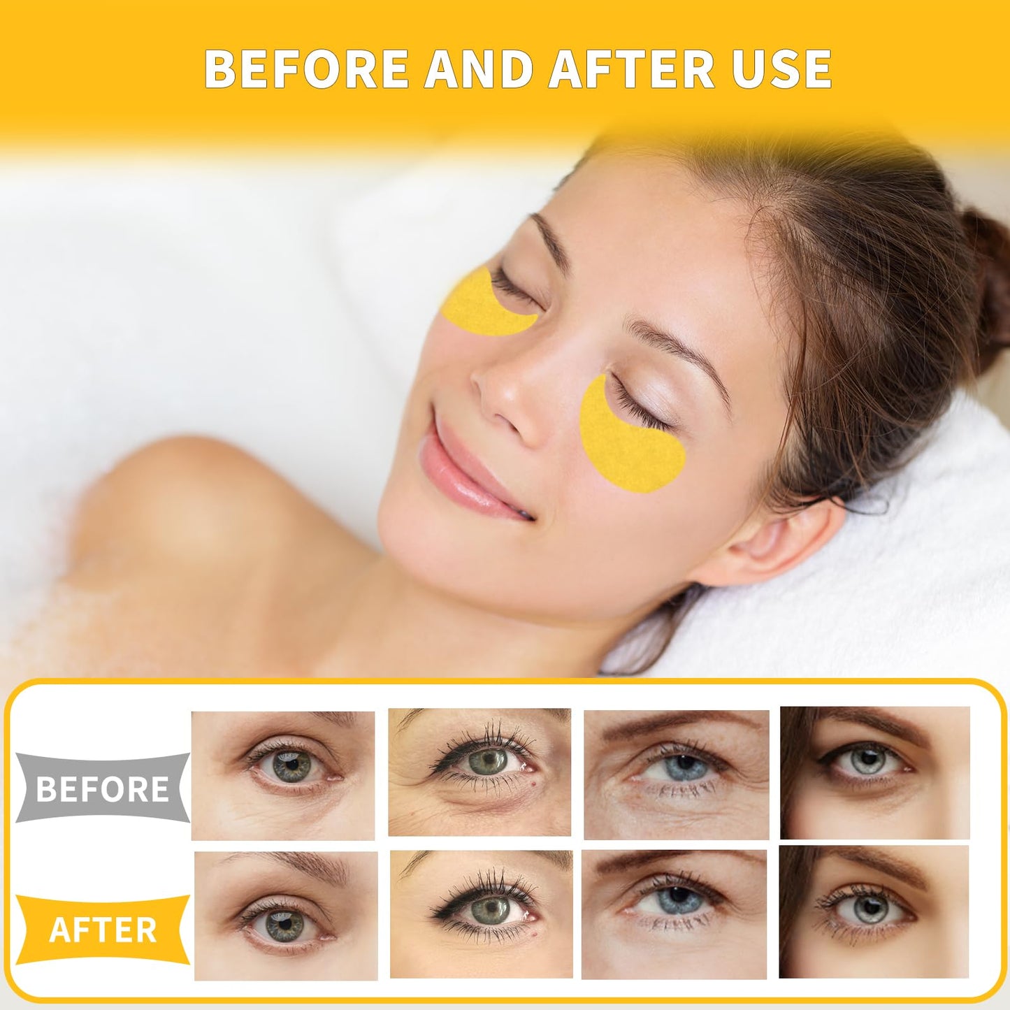 Qyiywim Under Eye Patches 70PCS, 24K Gold Eye Patches for Puffy Eyes Treatment, Under Eye Masks for Dark Circles and Puffiness, Non-Irritating Eye Mask Skincare, Eyes Bags Treatment, Eye Gel Pads