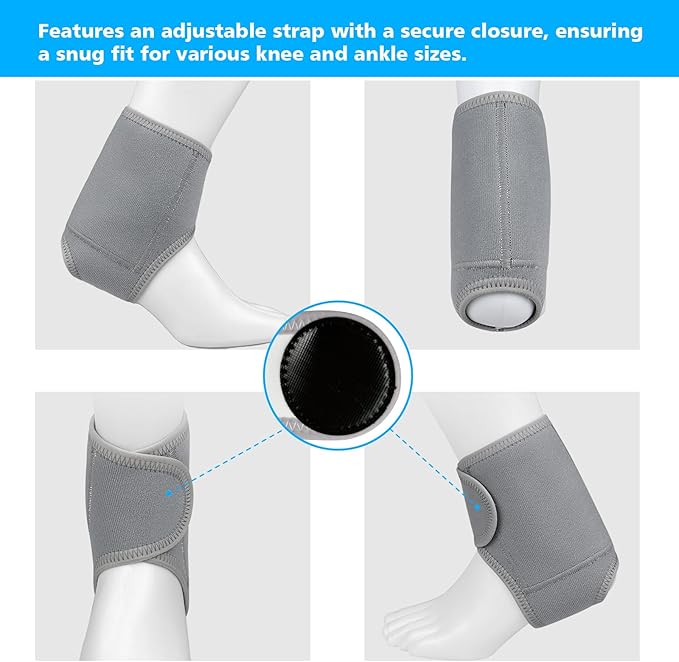 2 Pc Castor Oil Compress Wrap Kit Organic Cotton Pack Wrap for Knee and Ankle Pain Relief Ergonomics Design Snug Fit Knees and Ankles Comfort Flannel Castor Oil Pack Wrap Set Reusable (Gray)