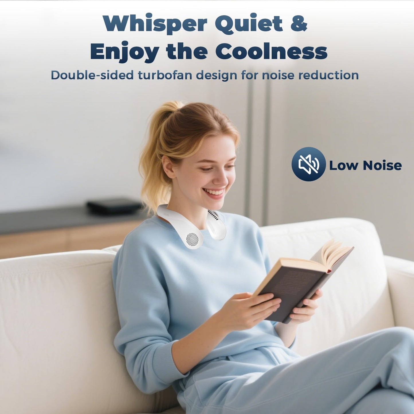 Portable Neck Fan Rechargeable, 360° Cooling Personal Fan Wearable Neck Fans, 4000mAh Personal Fans Portable Rechargeable, No Hair Twisting, Hands Free, Bladeless, Gift for Women Men Mother Father