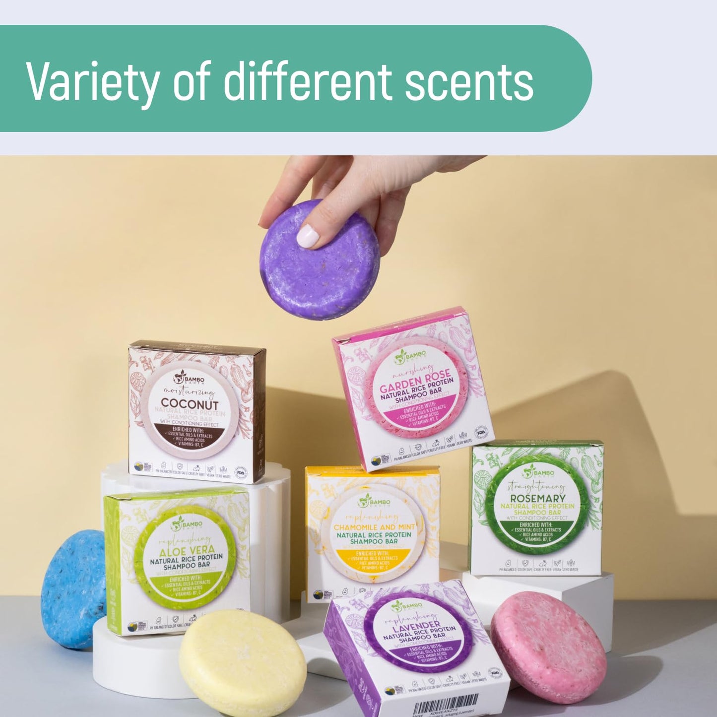 BAMBOEARTH Solid Rice Protein Water Shampoo Bar With Conditioner Effect Hair Soap – Shampoo Bars For Hair With All Natural Plant Based Essential Oils And Zero Waste Packaging (Rosemary)