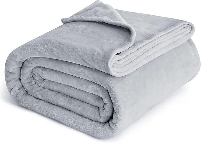 Bedsure GentleSoft Fleece Bed Blankets Full Size Light Grey - Soft Lightweight Plush Fuzzy Cozy Luxury Blanket Microfiber, 84x90 inches