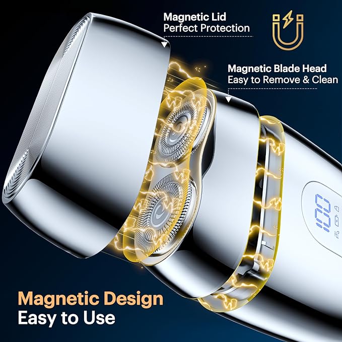 All-Metal Mini Electric Shaver for Men – Smooth & Close Shave, Portable USB-C Rechargeable Razor with Mirror Cap, Waterproof Wet/Dry, Ideal Gift for Dad Husband Boyfriend – RX40 Silver