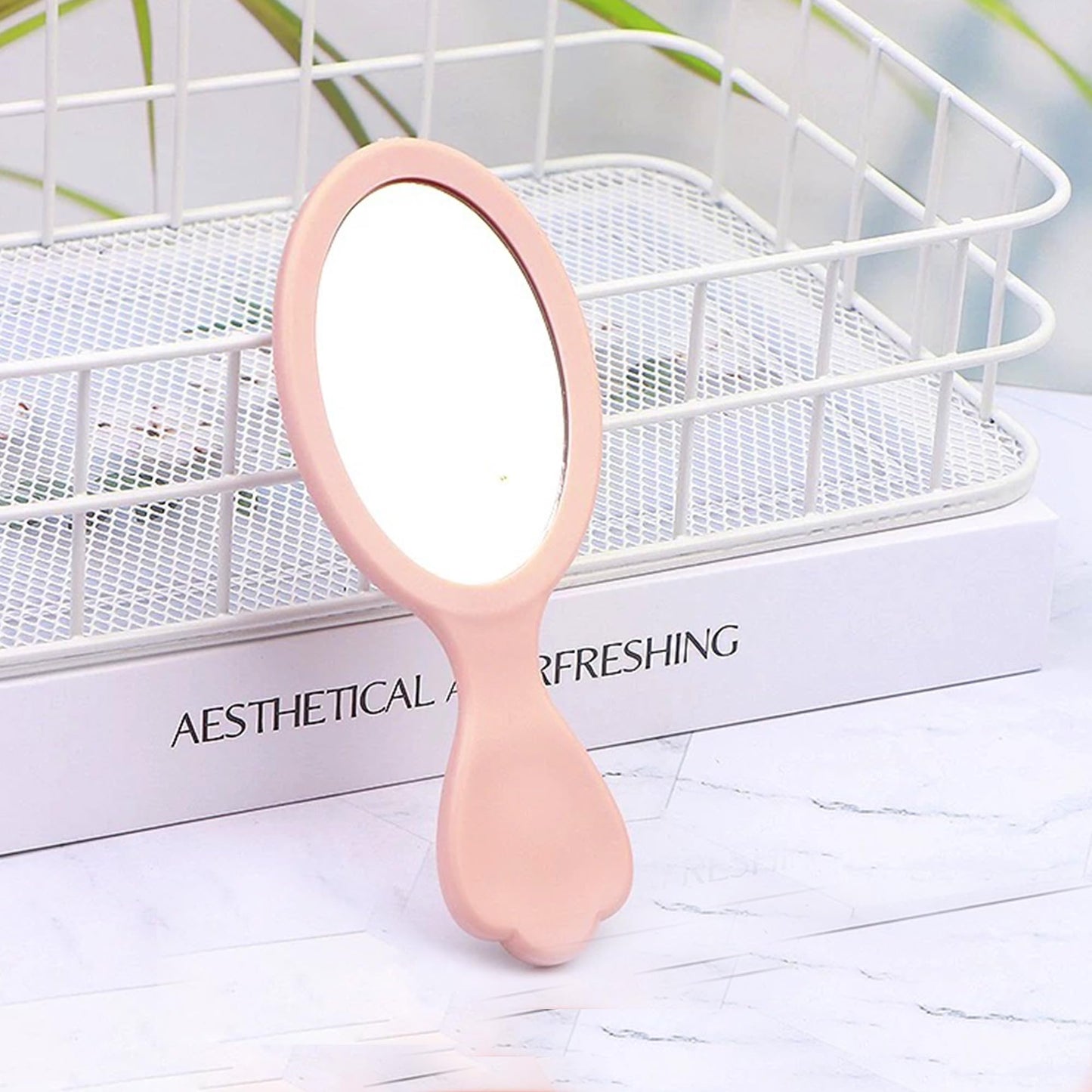 4 Pieces Mini Hair Brush Hair Comb Set For Women Girls Kids Toddler Small Travel Hair Combs Brushes Handheld Mirror Set Detangling Comb Massage HairBrush with Air Cushion (Pink)