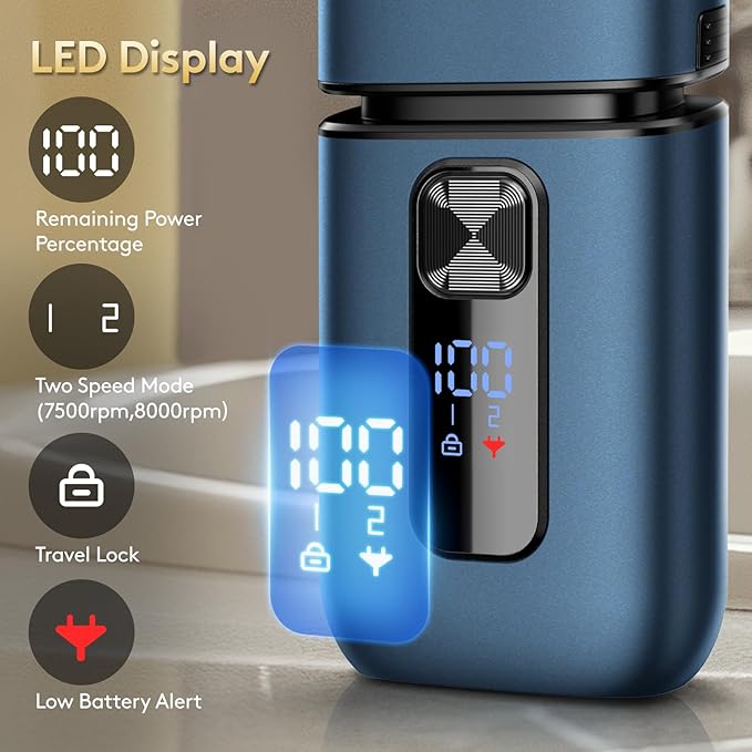 Brightup Foil Shaver Electric Razor & Shavers for Men with Trimmer[150 Min Runtime], IPX6 Waterproof Double Floating Blades for Shaving Face, Cordless/Type C Rechargeable/Travel Lock/LED Display