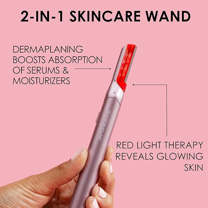 JAPONESQUE SKINTherapy LumeBlade Facial Dermaplane Razor with Soothing, Red Light Therapy at the Blade, Includes 2 Replacement Blades