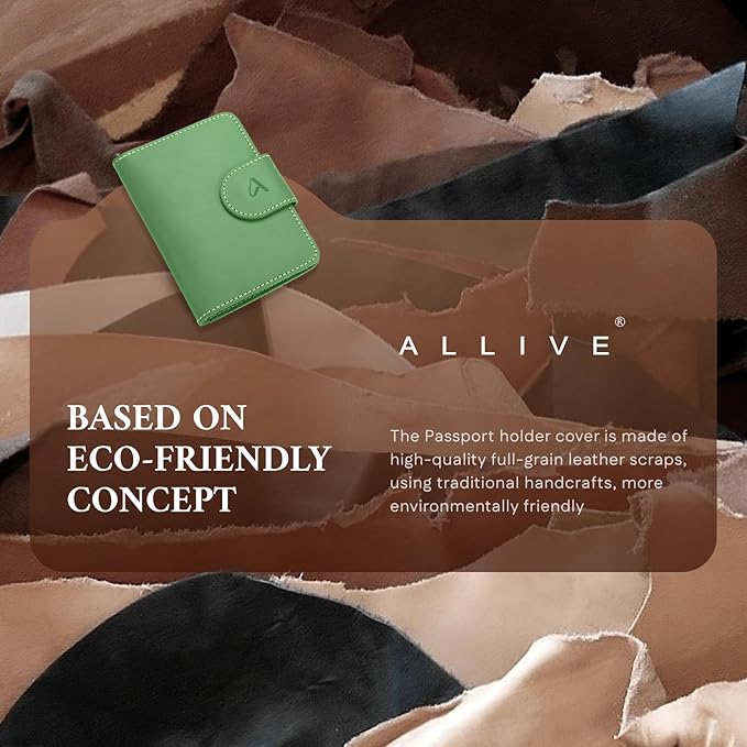 ALLIVE Rfid Passport Holder for Travel, Women, Rfid Passport Cover Wallet, Genuine Leather Passport Holder for Travel with AirTag Hidden, Airport Essentials, Travel Gifts (Avocado Green)