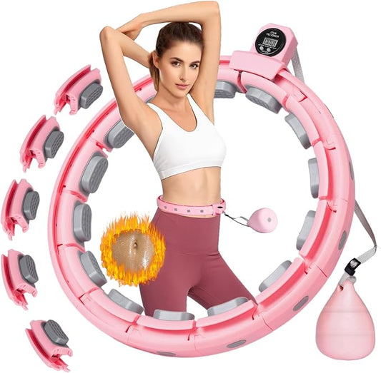 2025 New Silent Smart Weighted Fitness Hoop, Weighted Hula Circle Hoops for Adults Weight Loss,18 Detachable Links Waist 30"- 50", Exercise Hula for Women & Men