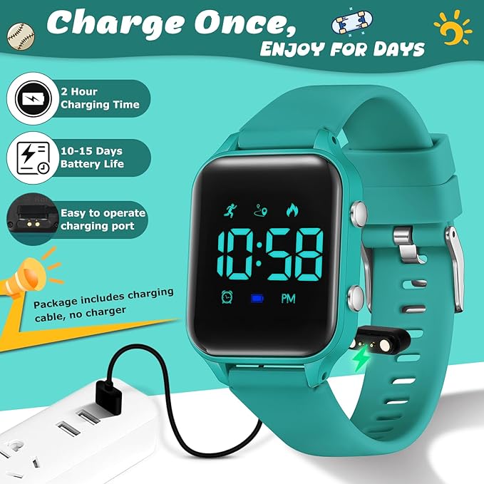 Kids Digital Watches for Boys Girls, Sports Watch with Fitness Tracker, Pedometer, Alarm Clocks, Stopwatch, No App Needed Waterproof Kids Watch, Gift for Teens Student Girls Boys Ages 5-14