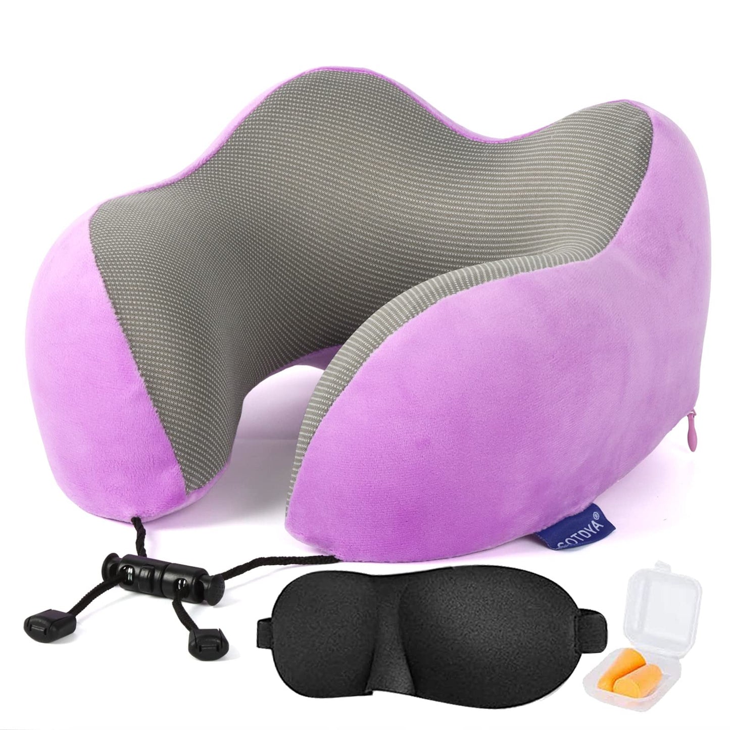 GOTDYA Travel Pillow,Travel Neck Pillows for Sleeping,100% Pure Memory Foam Soft Comfort & Support Pillow for Airplane/Car/Office&Home Rest Use-Violet