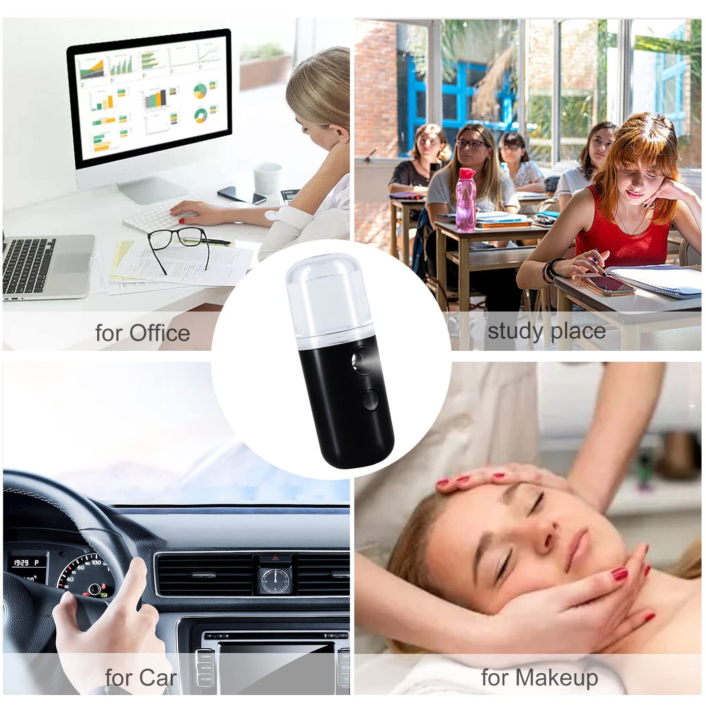 Kingsmile Nano Mist Sprayer, Electric Nano Mister, Portable Face Mister for Eyelash Extensions & Daily Care, Mini Face Humidifier, Facial Mister with 1OZ /30ML Large Capacity Screwing Water Tank Black