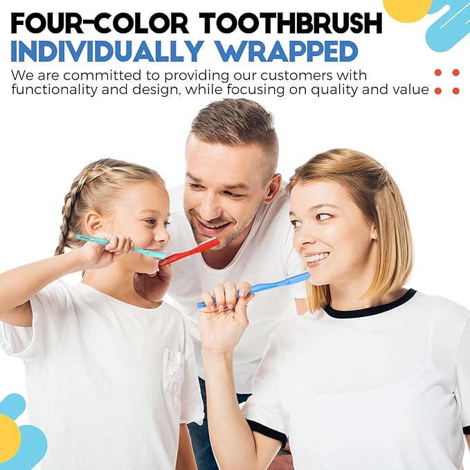 CHENGU 200 Pack Individually Wrapped Disposable Toothbrush Bulk Single Use Toothbrush with Soft Bristle for Women Men Adult Hotels Guest Travel Donation(Multicolor)