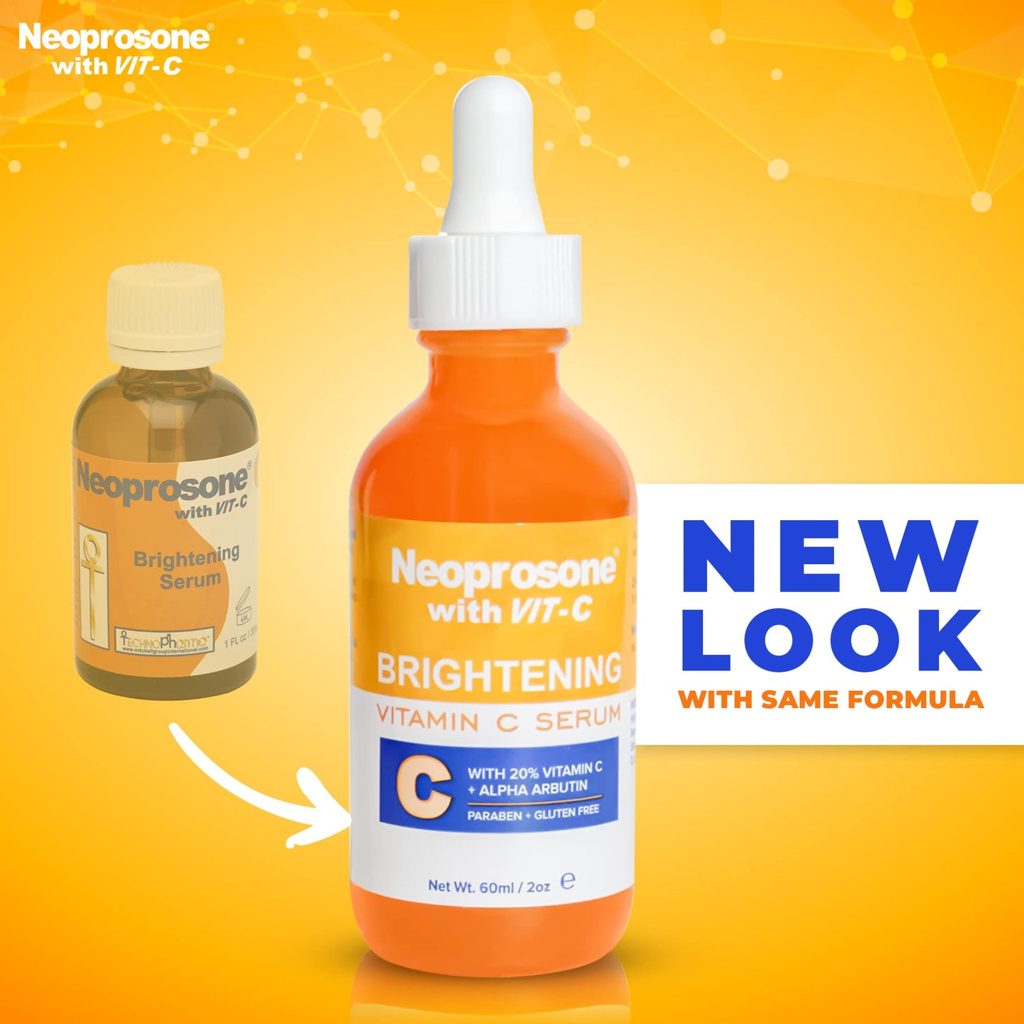 Neoprosone Brightening Serum - 2 Fl oz / 60ml - Formulated to Fade Dark Spots and to Prevent Skin Discolouration, with Alpha Arbutin Complex and Vitamin C