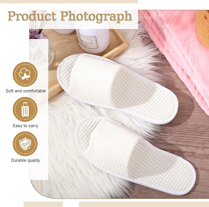 12 Pairs Disposable Slippers for Guests Open Toe Spa Slippers Bulk Disposable Sandals Soft Fleece for Man Women Spa Hotel Wedding Shoeless Home