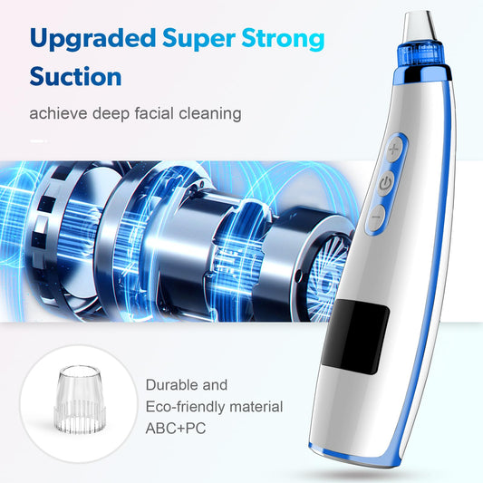 Blackhead Remover Pore Vacuum Upgraded Facial Pore Cleaner Electric Comedone Whitehead Extractor Tool-5 Suction Power,5 Probes,USB Rechargeable
