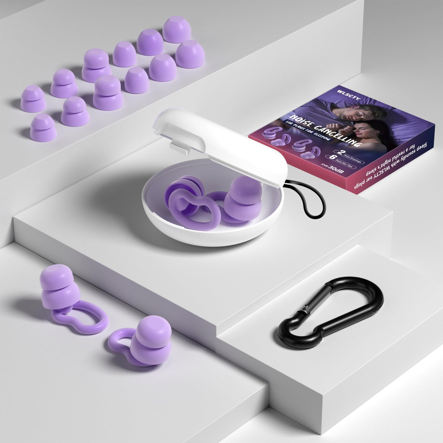 Noise Cancelling Ear Plugs for Sleeping - 2 Pairs Reusable Soft Silicone Noise Block Earplugs for Sound Proof, 31db Noise Reduction Earplug for Sleep, Snoring Blocking, Concert