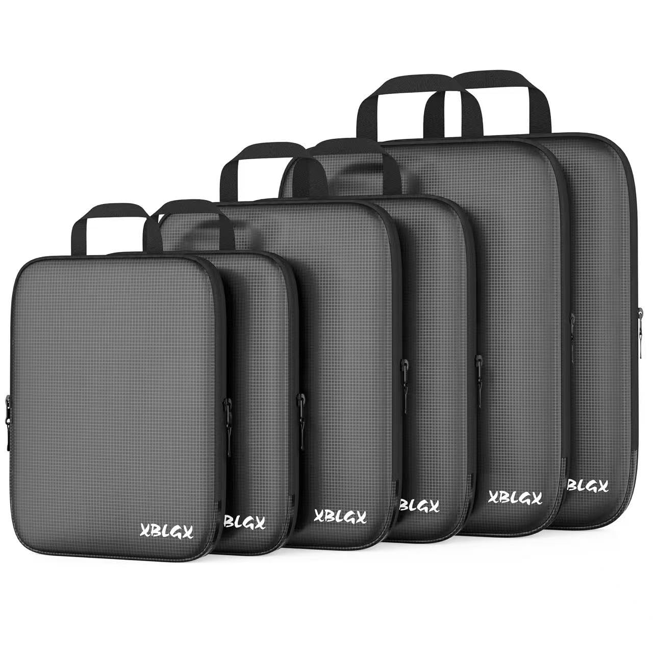 XBLGX 6 Set Compression Packing Cubes for Travel, Suitcases and Carry On, Luggage Organizer Bags for Travel Accessories
