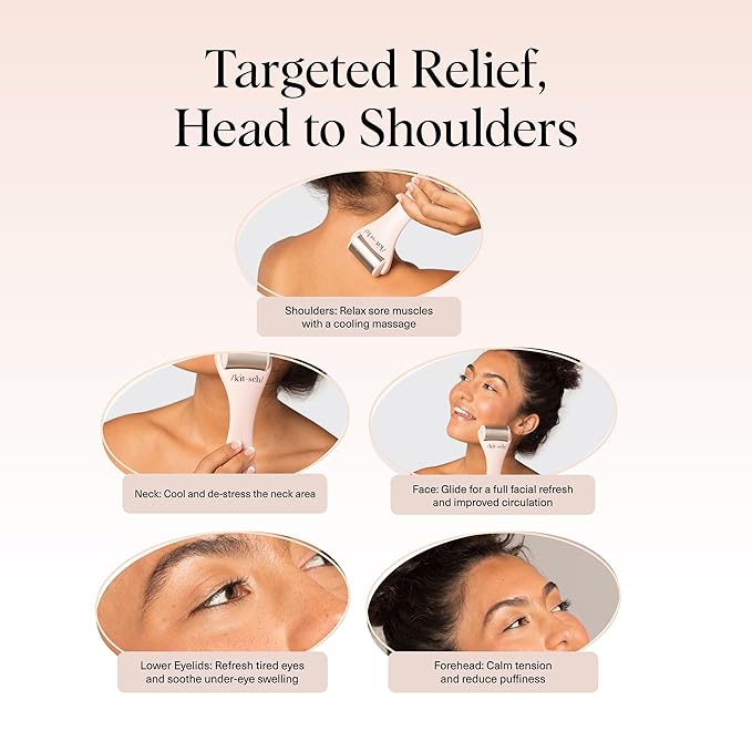 Kitsch Ice Roller for Face – Stainless Steel Face Ice Roller to Reduce Puffiness, Redness & Headaches – Cooling Facial Roller for Skin Care, Irritation Relief & Spa-Like Experience at Home - Pink