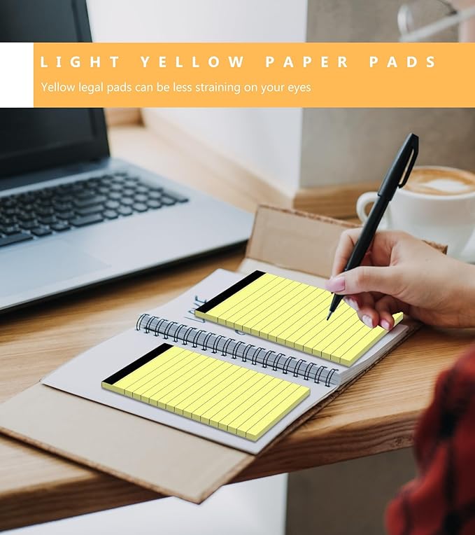 12 Pack Note Pads 3x5 Inch, Small Notepad, Pocket Notepads for Daily Planning, Memo Pads Lined Paper for Grocery List Shopping List, Perforated Yellow Writing Pads, Scratch Pads, 30 Sheet/Note Pad