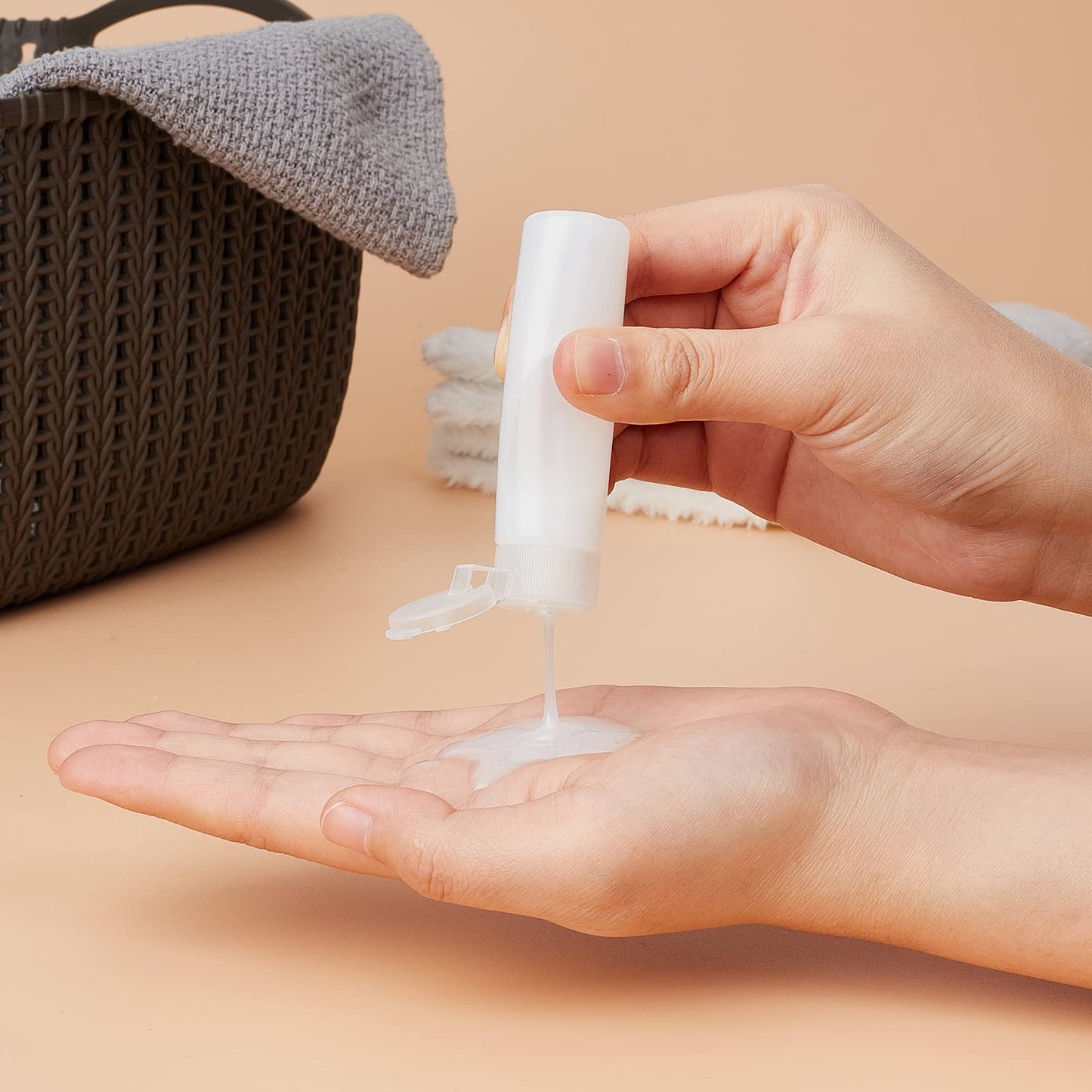 BENECREAT 10 Pack 18ml 0.6oz Small Travel Squeeze Bottles Refillable Makeup Foundation Container Travel Essentials Sample Bottles for Toiletries, Shampoo Toner Cosmetic