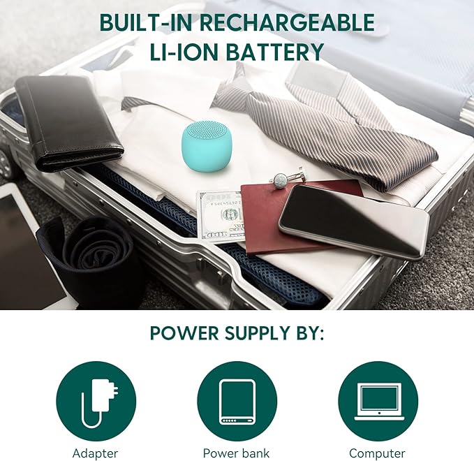 Babelio White Noise Sound Machine for Adults Kids Baby, Mini, 15 Non-looping Sounds, Timer, Memory Function, Easy to Pocket and Travel Cyan