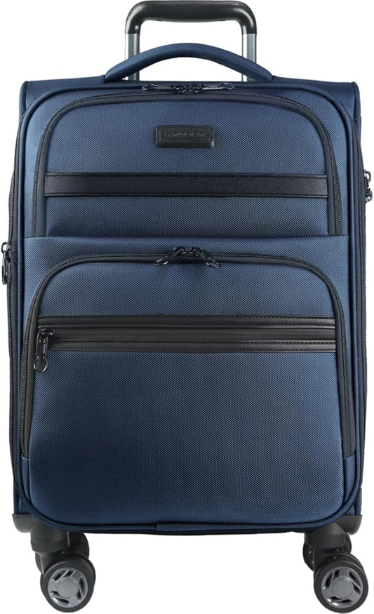 KROSER Softside Expandable Carry On Luggage with Spinner Wheels & Built-in TSA Lock, Durable Suitcase Rolling Luggage with USB Port, Carry-On 20-Inch, Haze Blue