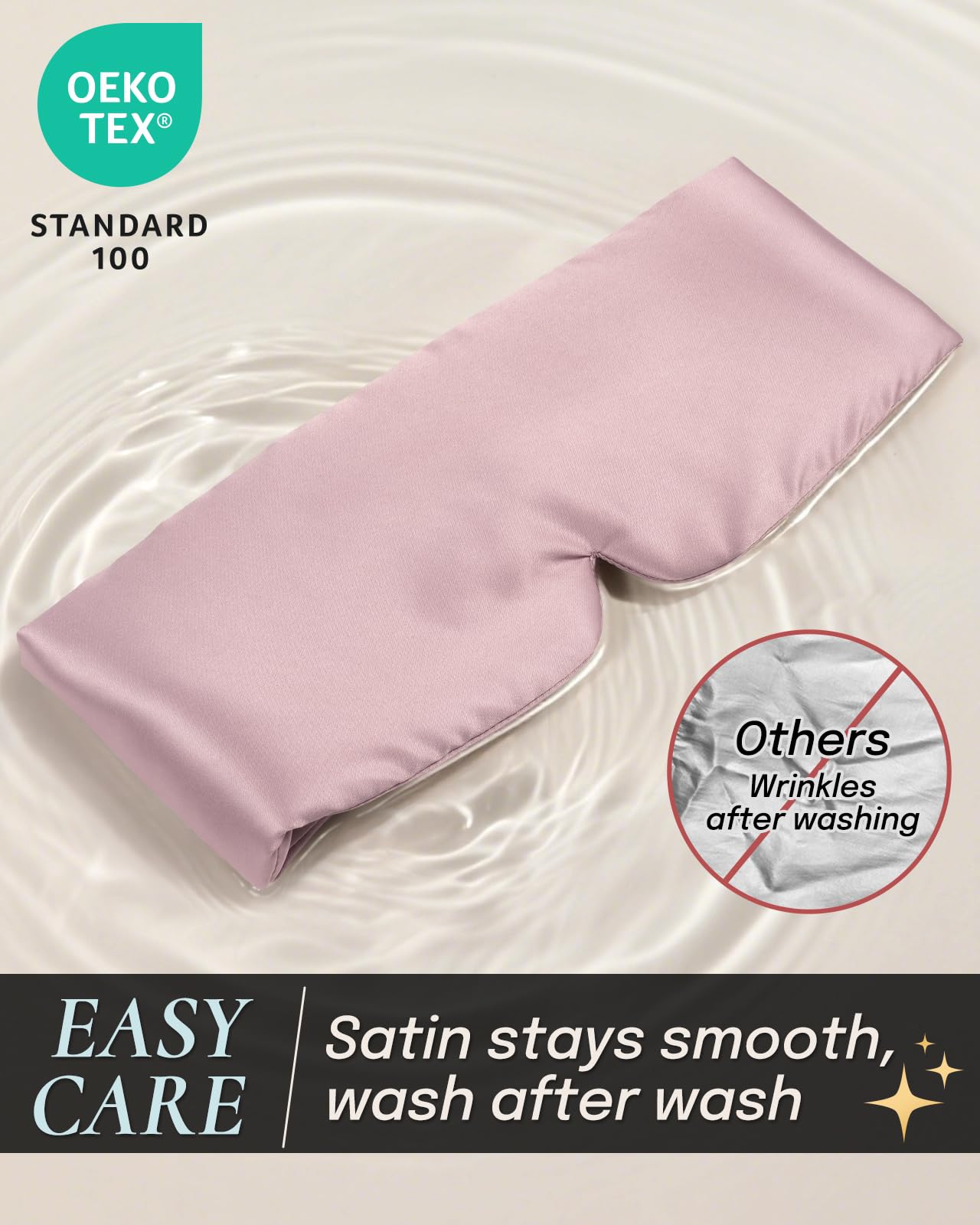 Zenssia Satin Sleep Mask for Women and Men, Lightweight Padded Eye Mask with Adjustable Strap, Comfort Blackout for Travel and Nap - Light Plum