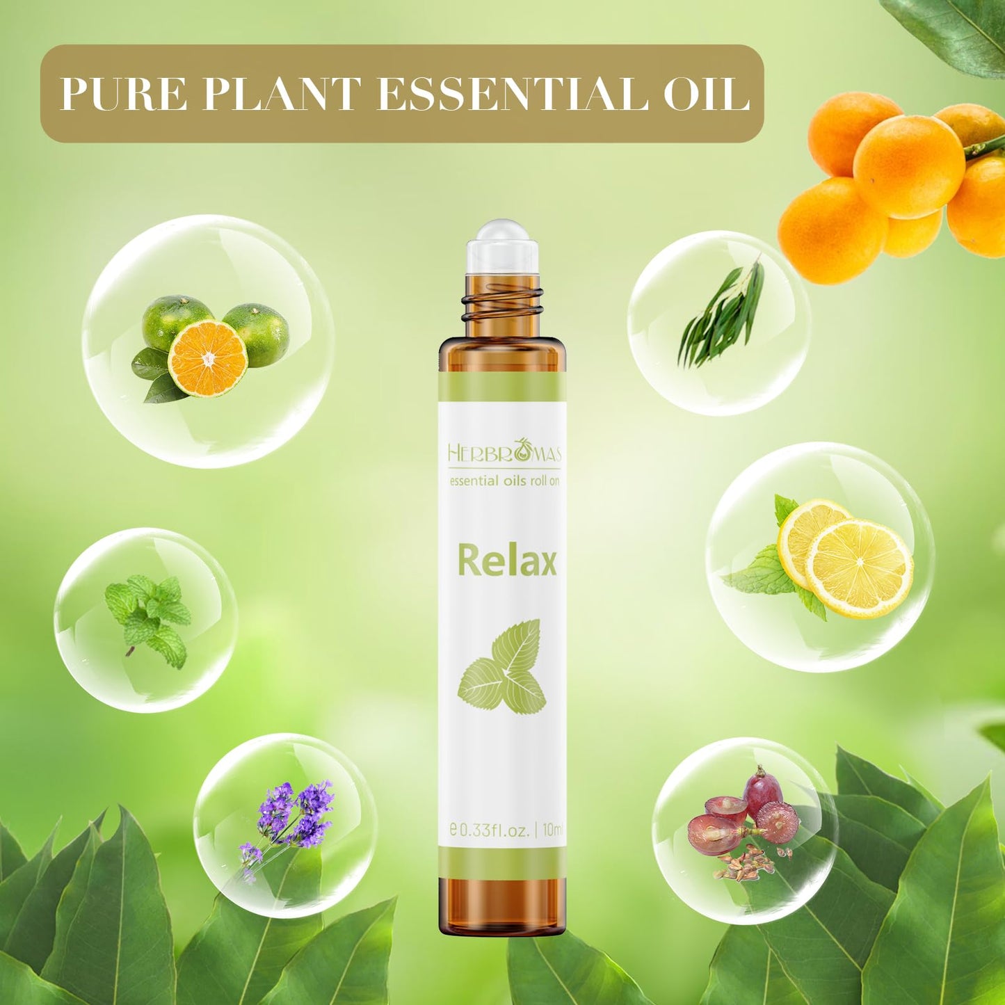 HERBROMAS Aromatherapy Essential Oil Roll On Blend Relaxation Gift for Women, Natural and Pure Essentail Oils with Travel Size Roller Ball Bottle (Sleep, 1)