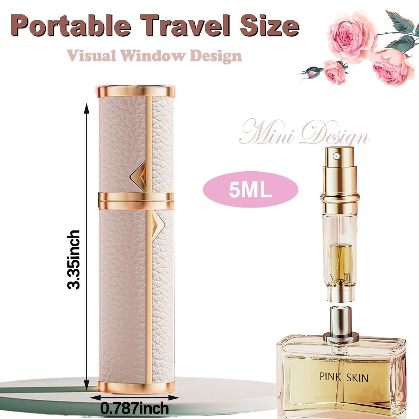 Travel Atomizer Portable Perfume Bottles Sprayer - Refillable Mini Perfume Bottle 5ml (White)